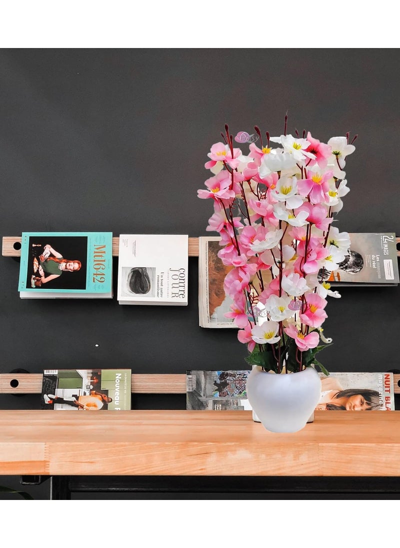 KRIATIVE DEKOR KRIATIVE DEKOR Artificial Cherry Blossom Flower Bunch with Pot for Home Decoration Living Room Bedside TableWedding Outdoor Indoor Office Dcor Gift WhitePink  - Image 2
