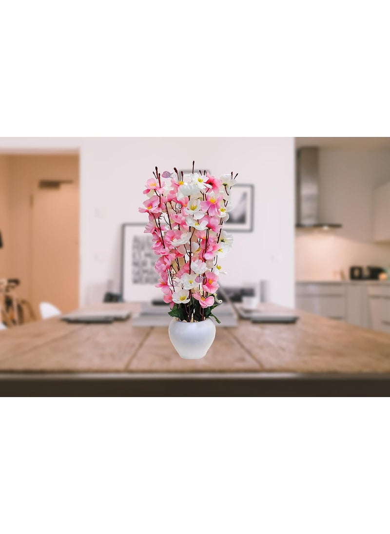 KRIATIVE DEKOR KRIATIVE DEKOR Artificial Cherry Blossom Flower Bunch with Pot for Home Decoration Living Room Bedside TableWedding Outdoor Indoor Office Dcor Gift WhitePink  - Image 3