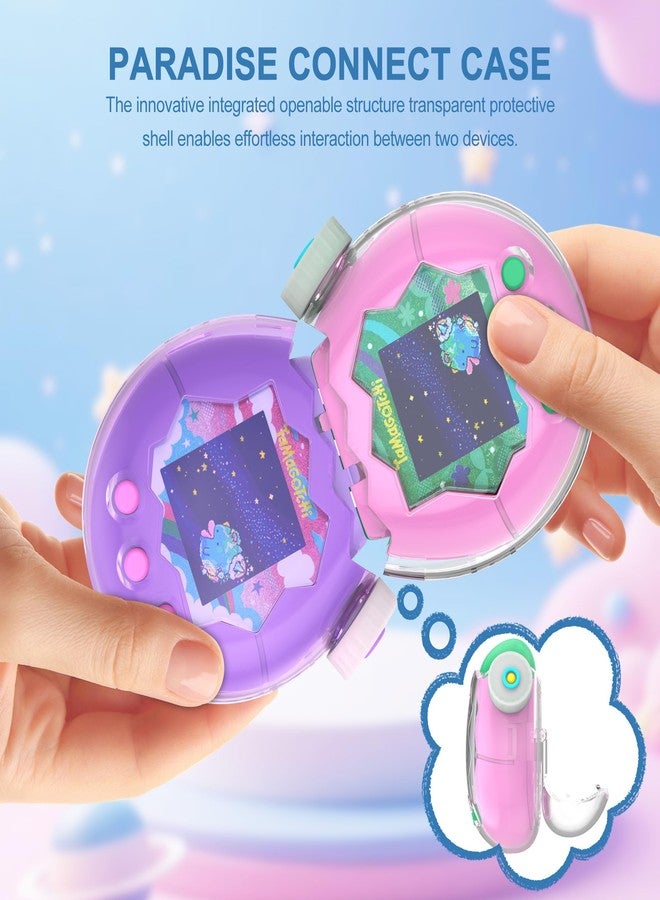 SGHLDE for Tamagotchi Paradise Clear Case with Dial Cover & Neck Lanyard, Full Body and Screen Guard for Tamagotchi Paradise Accessories, Transparent Hard Protection FILP Connect Case - Image 3