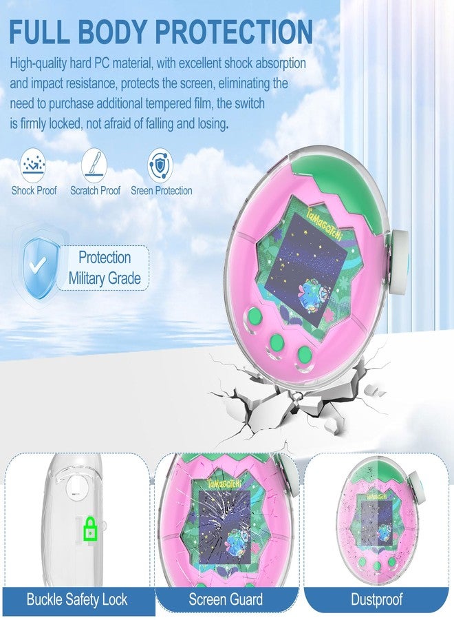 SGHLDE for Tamagotchi Paradise Clear Case with Dial Cover & Neck Lanyard, Full Body and Screen Guard for Tamagotchi Paradise Accessories, Transparent Hard Protection FILP Connect Case - Image 4
