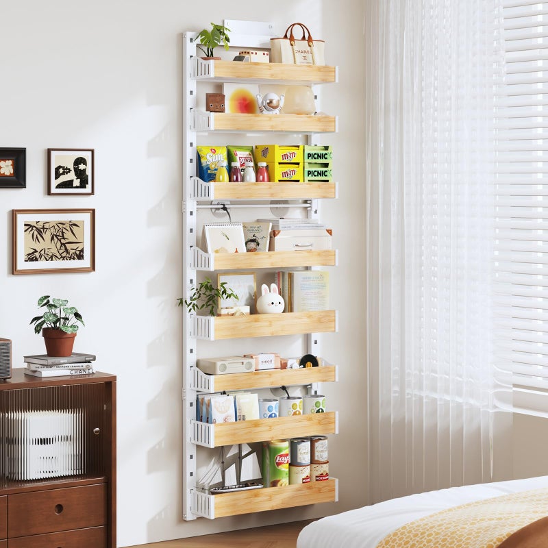 DAOTENGQL 8-Tier Over The Door Pantry Organizer, Heavy-Duty Metal Wall Mount or Hanging Spice Rack, behind the door storage Shelves with Adjustable Basket, Back of Door Organizer for Kitchen Cabinet and Closet - Image 5