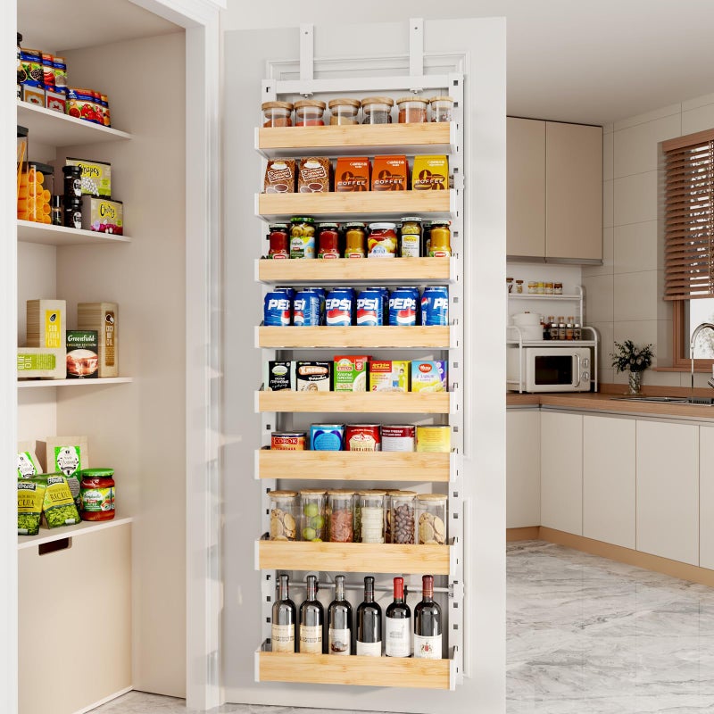 DAOTENGQL 8-Tier Over The Door Pantry Organizer, Heavy-Duty Metal Wall Mount or Hanging Spice Rack, behind the door storage Shelves with Adjustable Basket, Back of Door Organizer for Kitchen Cabinet and Closet - Image 4