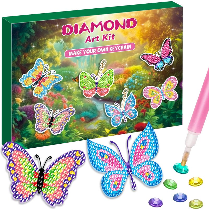 Labeol Arts and Crafts for Kids Ages 8-12 - Creat Your Own GEM Keychains-5D Diamond Art by Numbers GEM Art Kits for Kids Girls Toddler Crafts Age 6-7 6-8 10-12 (Butterfly) - Image 1