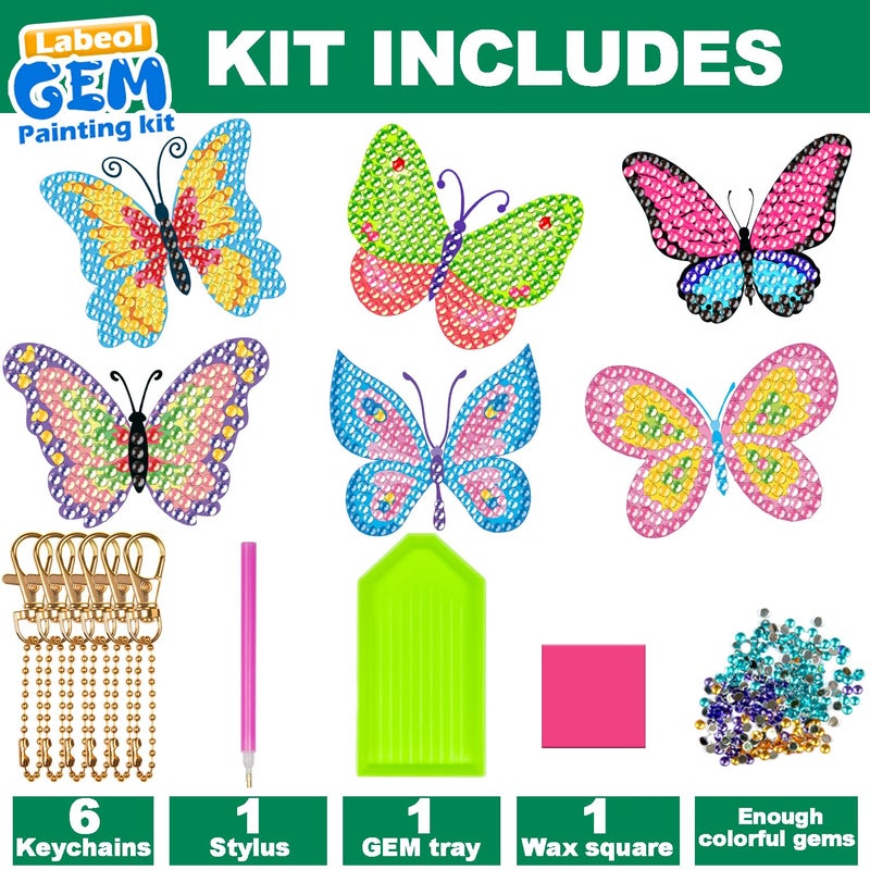 Labeol Arts and Crafts for Kids Ages 8-12 - Creat Your Own GEM Keychains-5D Diamond Art by Numbers GEM Art Kits for Kids Girls Toddler Crafts Age 6-7 6-8 10-12 (Butterfly) - Image 2