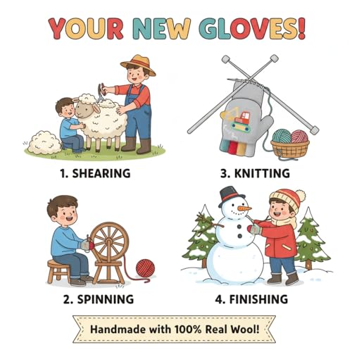 SOLDTRUE Baby Wool Soft Gloves | Mini Buldozor Design 2-in-1 Convertible Full & Half Finger Mittens | Warm, Windproof & Winter Gloves for Kids 4-9 Years, Ideal for Christmas & Birthday (Grey) - Image 5