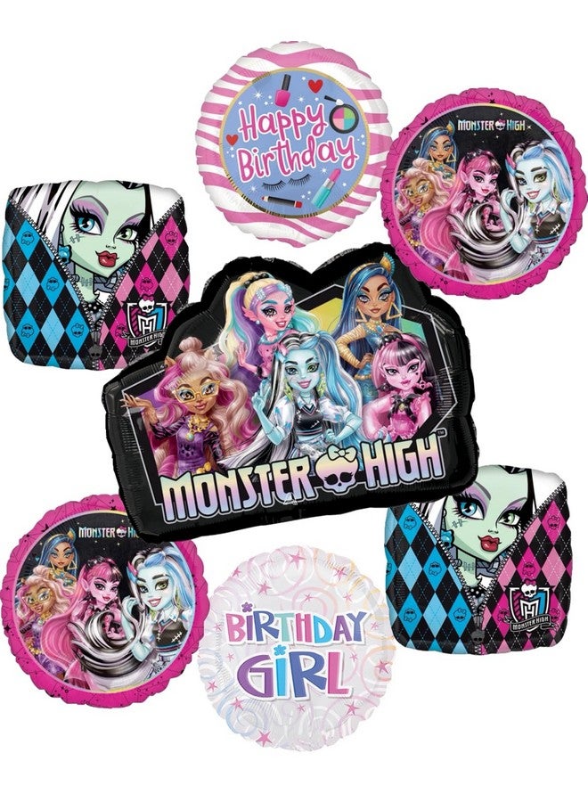 Anagram Monster High Birthday Girl Party Supplies Balloon Bouquet Decorations 7 pc, BQ_4246 - Image 1