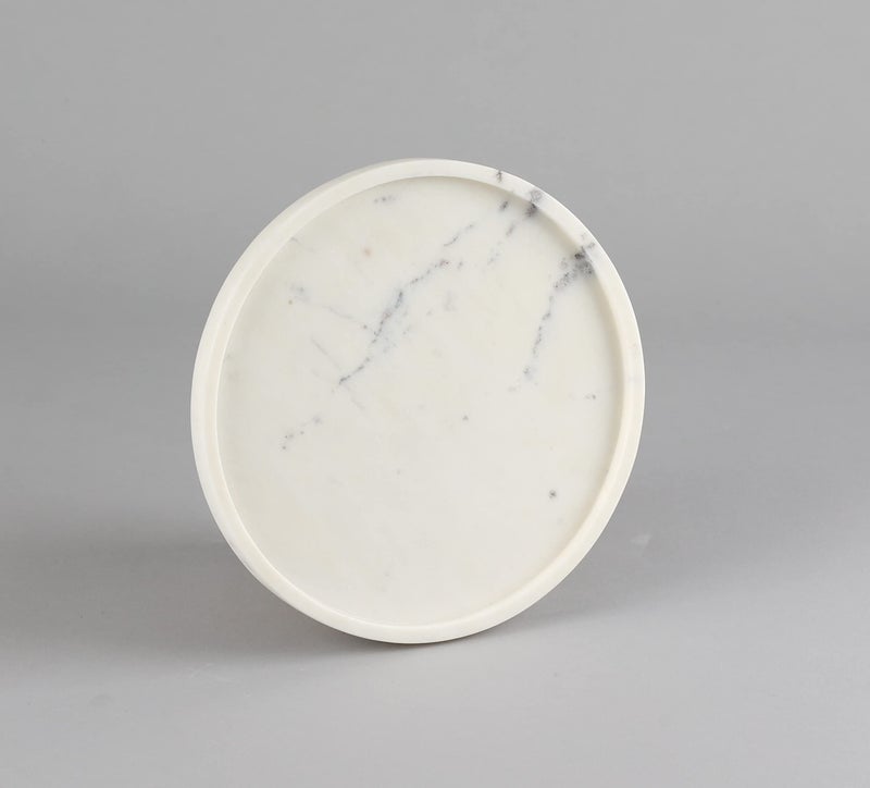 Stone Essential Marble Tray Round, Serving Tray, Vanity Tray for Bathroom, Table Decoration and Gift (White) - Image 3
