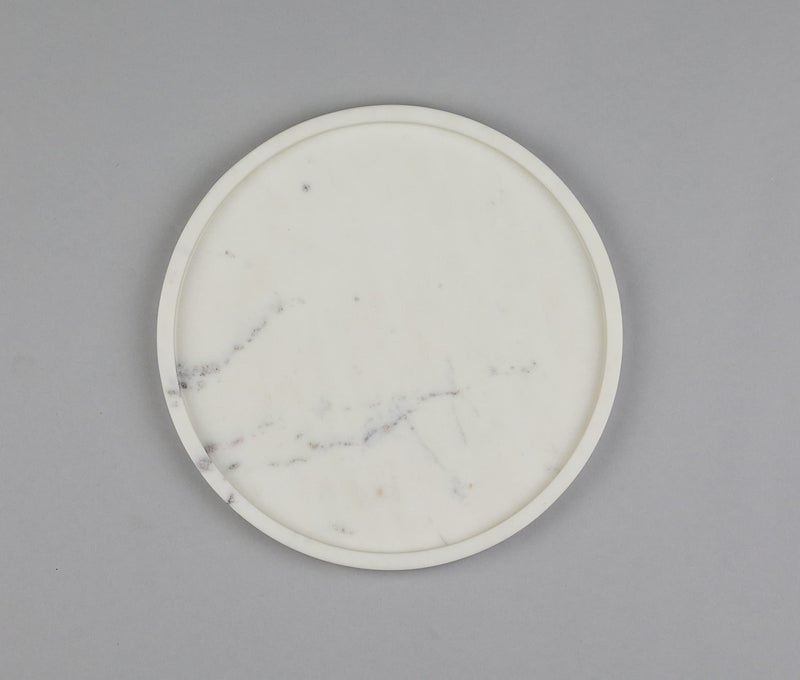 Stone Essential Marble Tray Round, Serving Tray, Vanity Tray for Bathroom, Table Decoration and Gift (White) - Image 2