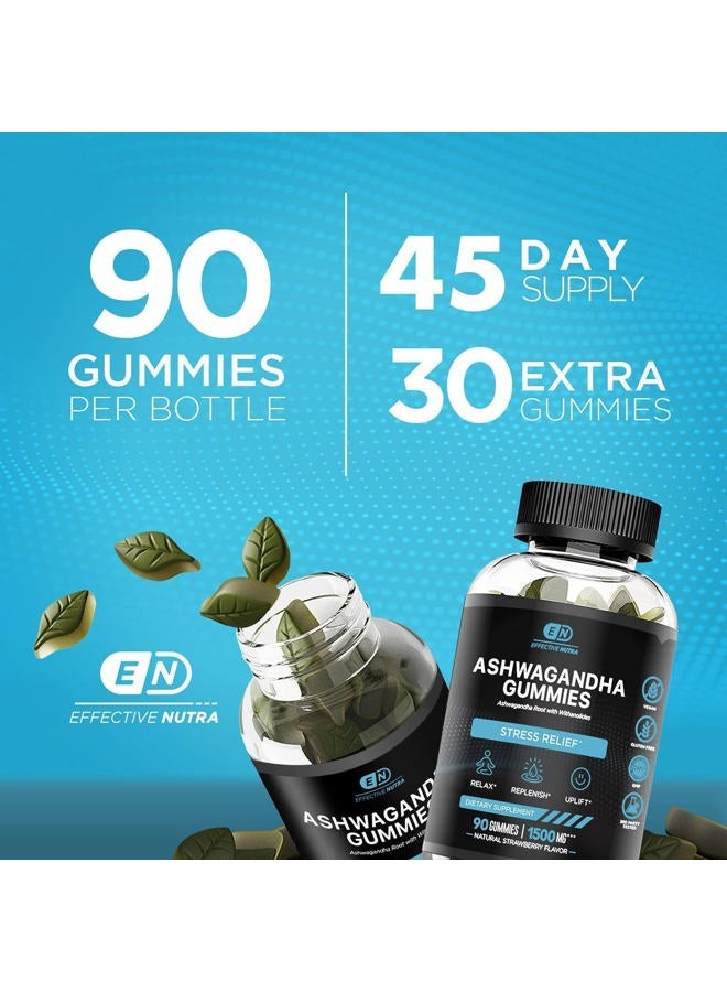 Effective Nutra Ashwagandha Gummies 1500mg | Stress Relief, Immune Support, Calm Mood, Energy | Natural Berry Flavor | 45-Day Supply | Vegan, Gluten-Free, Non-GMO | Supplement for Men & Women (90ct) - Image 4