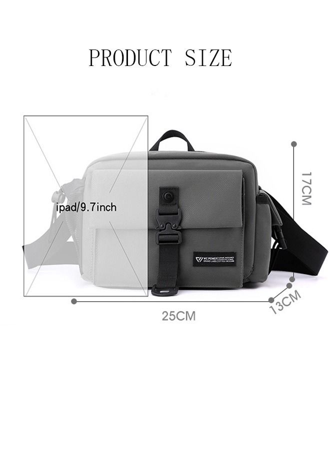 DUNISO Mens Crossbody Bag Shoulder Bag with Adjustable Strap and Top Handle Multi-layer Functional New Trends Fashion Waist Pack Handbag Grey - Image 4
