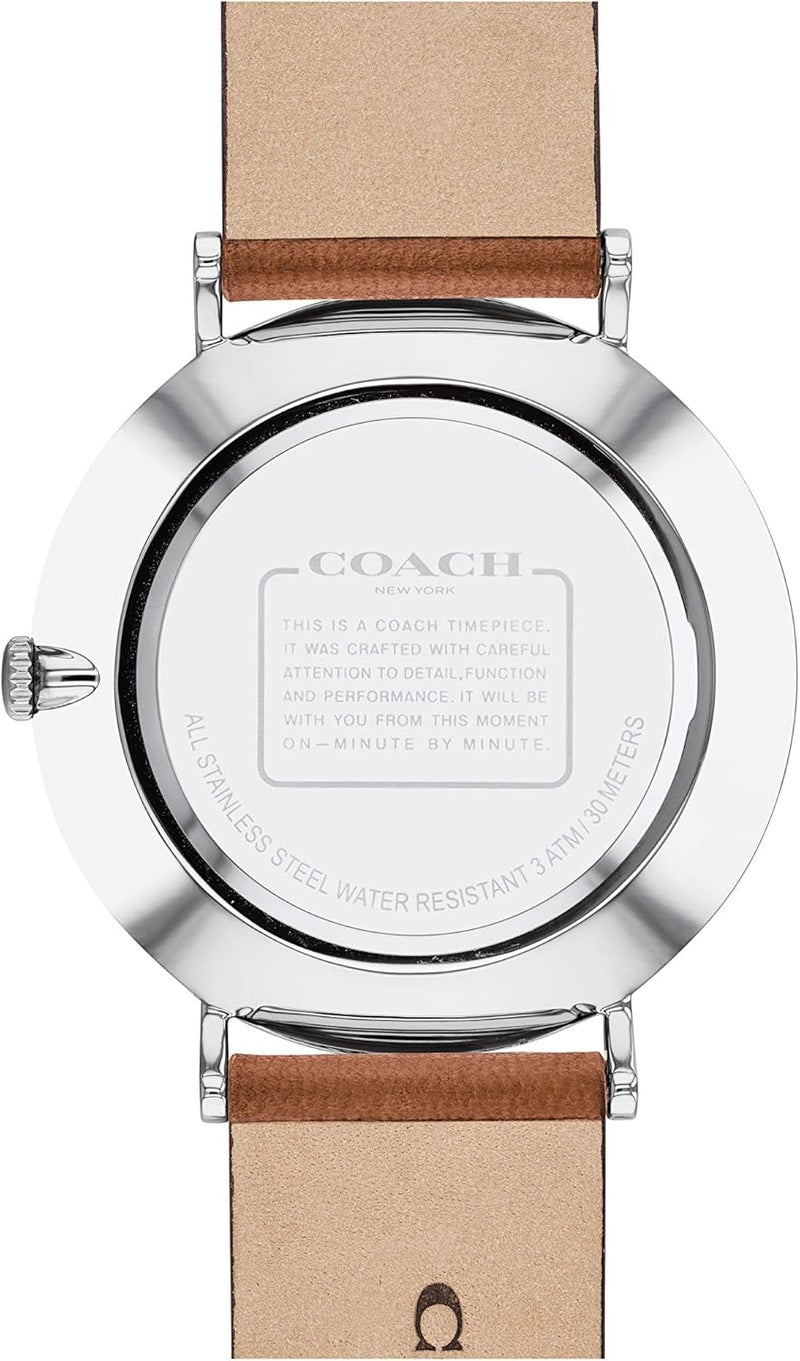 Coach Men's Silver White Dial Brown Calfskin Watch - Model 14602152 - Image 2