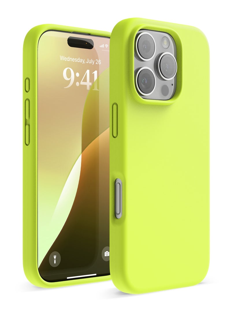 Elago Liquid Silicone for iPhone 16 PRO Case Cover Full Body Protection, Shockproof, Slim, Anti-Scratch Soft Microfiber Lining - Neon Yellow