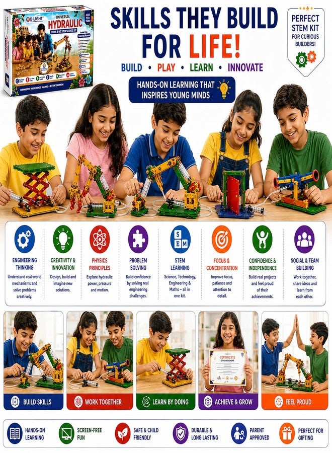 B Light Free Size DIY Hydraulic Science Project Kit for Kids Ages 6-12 - Image 5