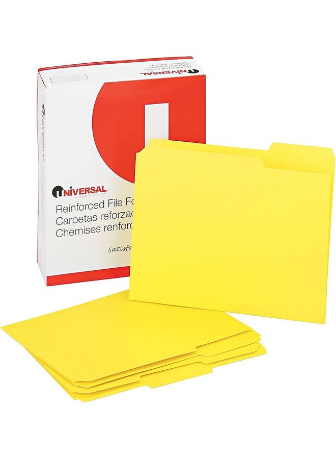 Universal One Universal 16164 Colored File Folders 1/3 Cut Assorted Twoply Top Tab Letter Yellow (Box Of 100)  - Image 2