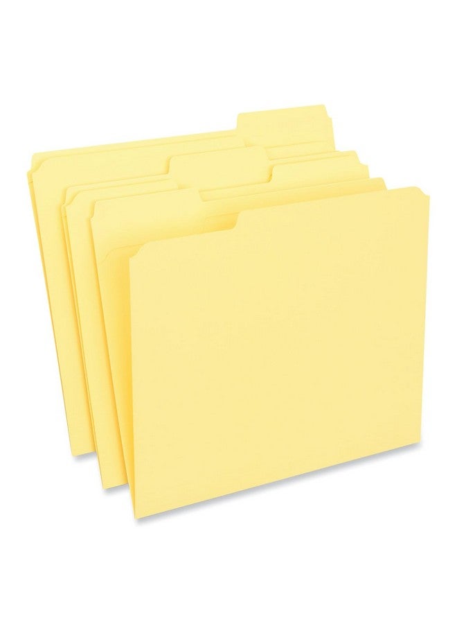 Universal One Universal 16164 Colored File Folders 1/3 Cut Assorted Twoply Top Tab Letter Yellow (Box Of 100)  - Image 4