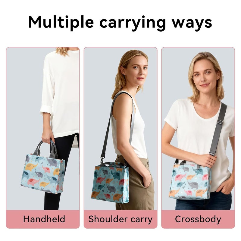 PHEBEN Store Small Diaper Bag Tote Waterproof Travel Mini Diaper Bag Multi-Function Baby Handbag Crossbody Purse(Blue Elephant) - Image 5
