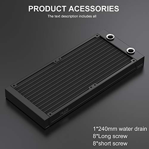 DIYhz Water Cooling Computer Radiator, 12 Pipe Aluminum Heat Exchanger Liquid Cooling Radiator G1/4 Thread Heat Row Sink 240mm for CPU PC Laser Water Cool System DC12V Black - Image 5