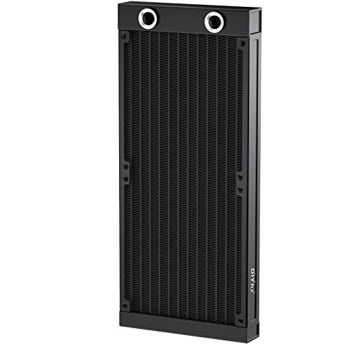 DIYhz Water Cooling Computer Radiator, 12 Pipe Aluminum Heat Exchanger Liquid Cooling Radiator G1/4 Thread Heat Row Sink 240mm for CPU PC Laser Water Cool System DC12V Black - Image 1