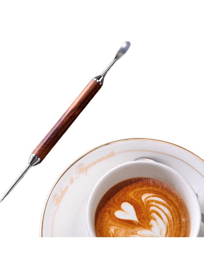 Cliton Coffee Latte Art Needle, Latte Art Tool, Stainless Steel Latte Art Pen, Artistic Wooden Hook Latte Art Needle, Carving Needle - Image 2