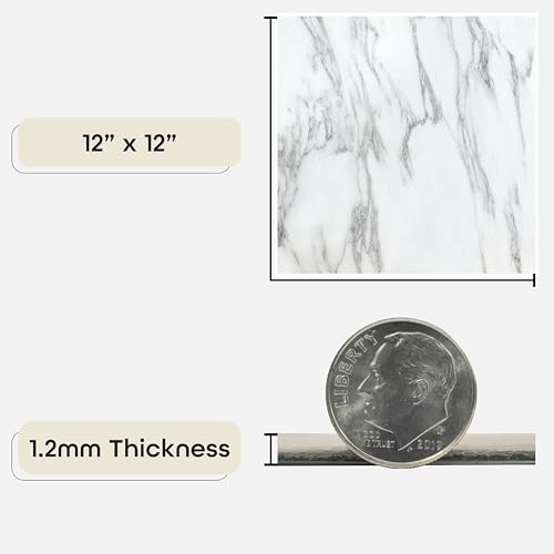 Achim Nexus Self Adhesive 12-Inch Vinyl Floor Tiles, 20 Tiles - 12" x 12", Bianco Marble Pattern - Peel & Stick, DIY Flooring for Kitchen, Dining Room, Bedrooms & Bathrooms by Achim Home Decor - Image 3
