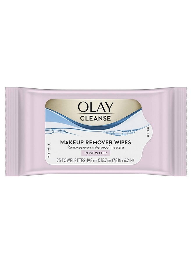 Olay - Cleanse Makeup Remover Wipes Rose Water 25 Ea (Pack Of 6) - Image 1