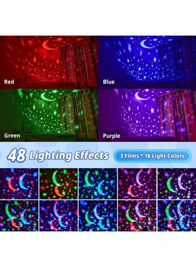 One Fire Night Light For Kids 48 Lighting Modes Star Lights For Bedroom 360° Rotating+3 Films Baby Night Light Projector Usb Rechargeable Kids Night Lights For Bedroom Star Lights For Room Decor - Image 4