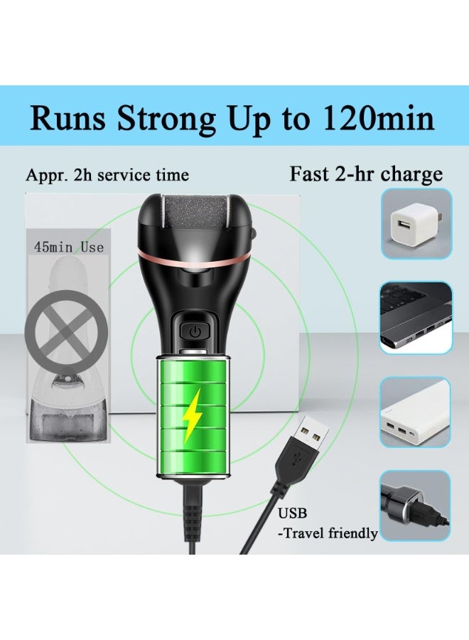 إزالة الكالوس للقدمين، 13-في-1 المهنية أدوات العناية بالأقدام مجموعة العناية بالأقدام، القدم فرش القدم ملف الكهربائي بيدي للبشرة الميتة الجافة المتشققة الصلبة، 3 بكرات، 2 سرعة، عرض البطارية (أسود) - Image 4