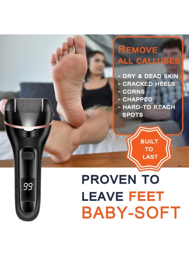 إزالة الكالوس للقدمين، 13-في-1 المهنية أدوات العناية بالأقدام مجموعة العناية بالأقدام، القدم فرش القدم ملف الكهربائي بيدي للبشرة الميتة الجافة المتشققة الصلبة، 3 بكرات، 2 سرعة، عرض البطارية (أسود) - Image 2