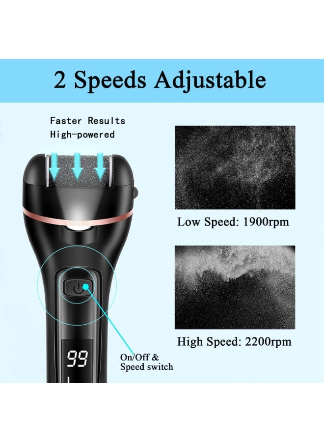 إزالة الكالوس للقدمين، 13-في-1 المهنية أدوات العناية بالأقدام مجموعة العناية بالأقدام، القدم فرش القدم ملف الكهربائي بيدي للبشرة الميتة الجافة المتشققة الصلبة، 3 بكرات، 2 سرعة، عرض البطارية (أسود) - Image 5
