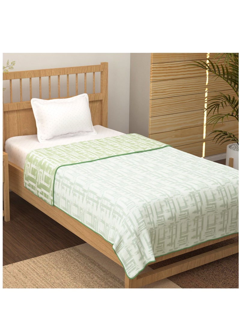 Story@Home - Reversible Dohar Cotton Single Bed AC Summer/Blanket/Quilt Single, Green/White, 144x220cm - Image 1