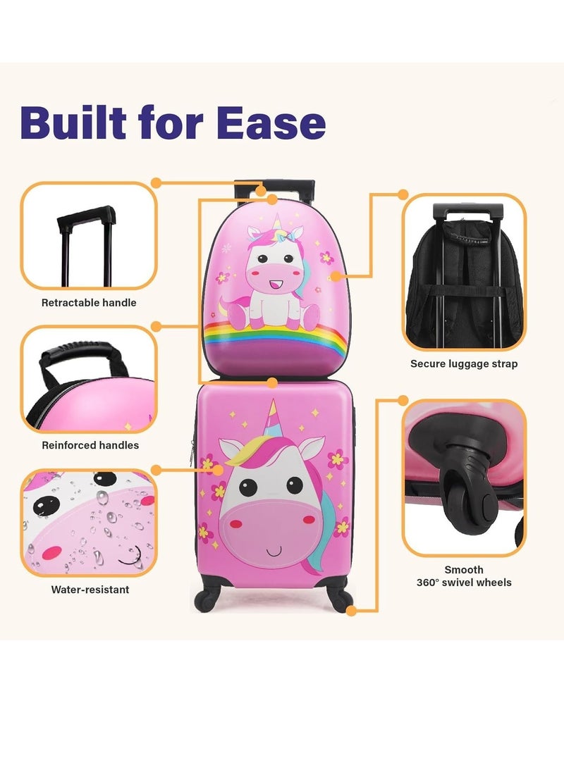 TRASSLE Kids Luggage With Wheels, Kids Carry On Luggage Set, Hard Shell Travel Luggage W/Backpack, Hardside Rolling Suitcase W/Spinner Wheels, Kids Luggage and Backpack for Boys Girls  - Image 3