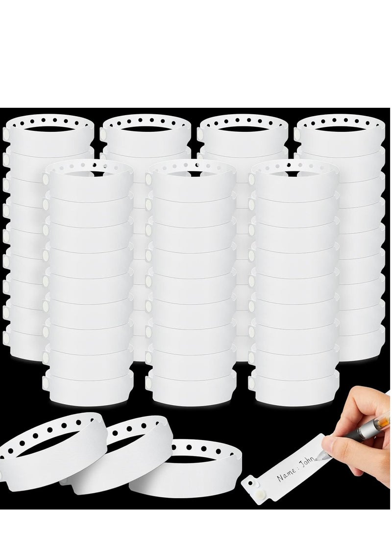 Captaintech White Wristbands Plastic 100Pcs Vinyl Paper Waterproof ID for Events Party Security Parties Festivals VIP Identification  - Image 1