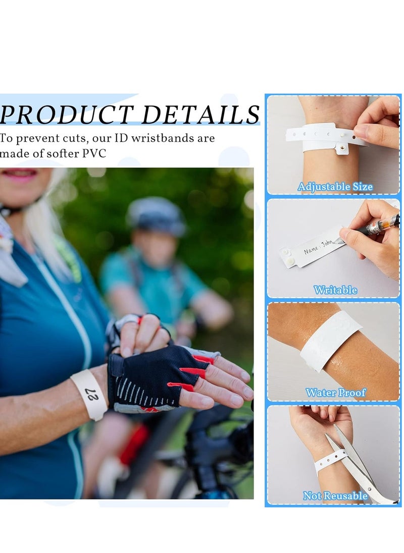 Captaintech White Wristbands Plastic 100Pcs Vinyl Paper Waterproof ID for Events Party Security Parties Festivals VIP Identification  - Image 3