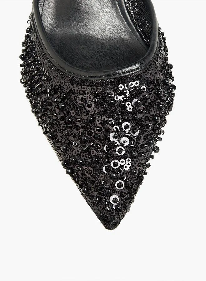 Flora Bella By Shoexpress BLACK Flora Bella Women Embellished Slingback Shoes for Women | Best Price UAE