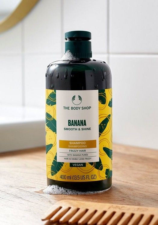 THE BODY SHOP Banana Truly Nourishing Shampoo for Dry, Frizz-Prone Hair | Smooths, Softens & Repairs with Organic Banana Puree & Vegan Silk Protein | 91% Natural, Vegan, 400ml - Image 2
