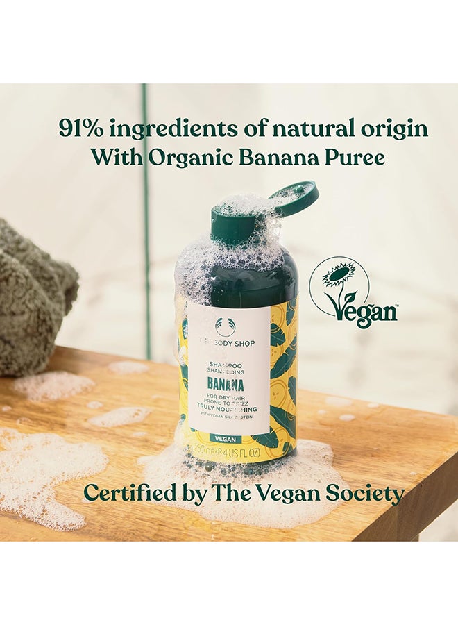 THE BODY SHOP Banana Truly Nourishing Shampoo for Dry, Frizz-Prone Hair | Smooths, Softens & Repairs with Organic Banana Puree & Vegan Silk Protein | 91% Natural, Vegan, 400ml - Image 3