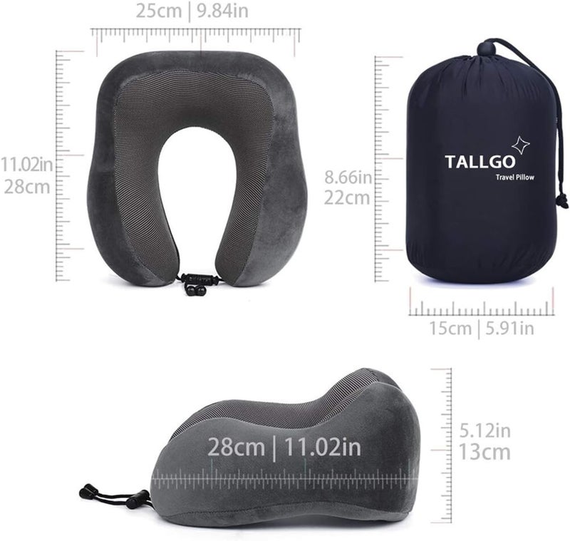 TALLGO وسادة السفر ، أفضل وسادة رقبة من رغوة الذاكرة مع دعم للرأس، وسادة ناعمة للنوم والراحة، للاستخدام في الطائرة والسيارة والمنزل (رمادي) - Image 4