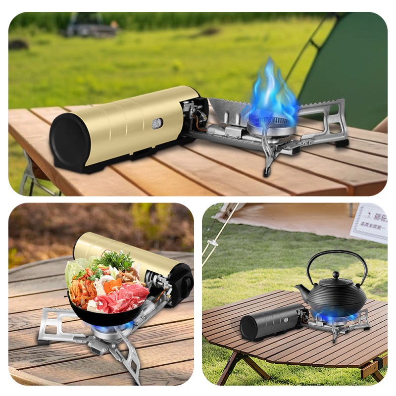 Portable Camping Stove: Army Green 2600W Copper Aluminum Alloy - Rust Resistant Foldable Efficient Stove for Outdoor Camping Cooking - Image 2