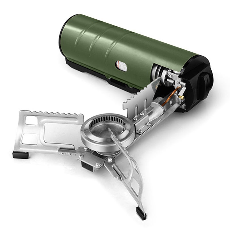 Portable Camping Stove: Army Green 2600W Copper Aluminum Alloy - Rust Resistant Foldable Efficient Stove for Outdoor Camping Cooking - Image 1