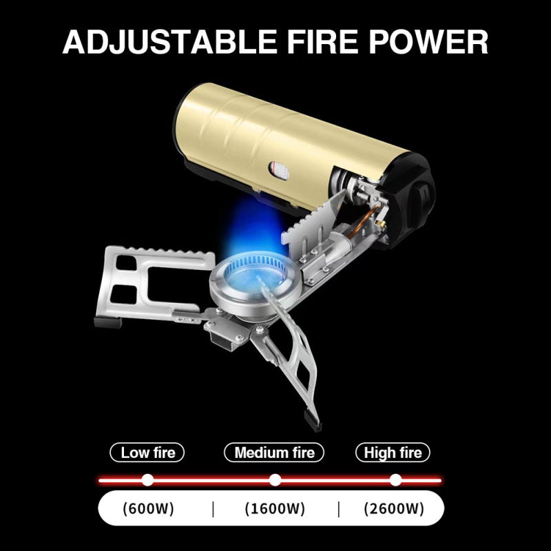 Portable Camping Stove: Army Green 2600W Copper Aluminum Alloy - Rust Resistant Foldable Efficient Stove for Outdoor Camping Cooking - Image 5