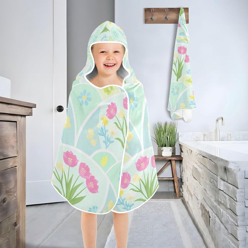 xigua Flowers Kids Hooded Bath Towel, Ultra Absorbent Beach Towel Wrap with Hood for Babies, Toddlers, Kids, Soft Kids' Shower Towels for Boys Girls Swim, 50 x 23.5 Inch - Image 4