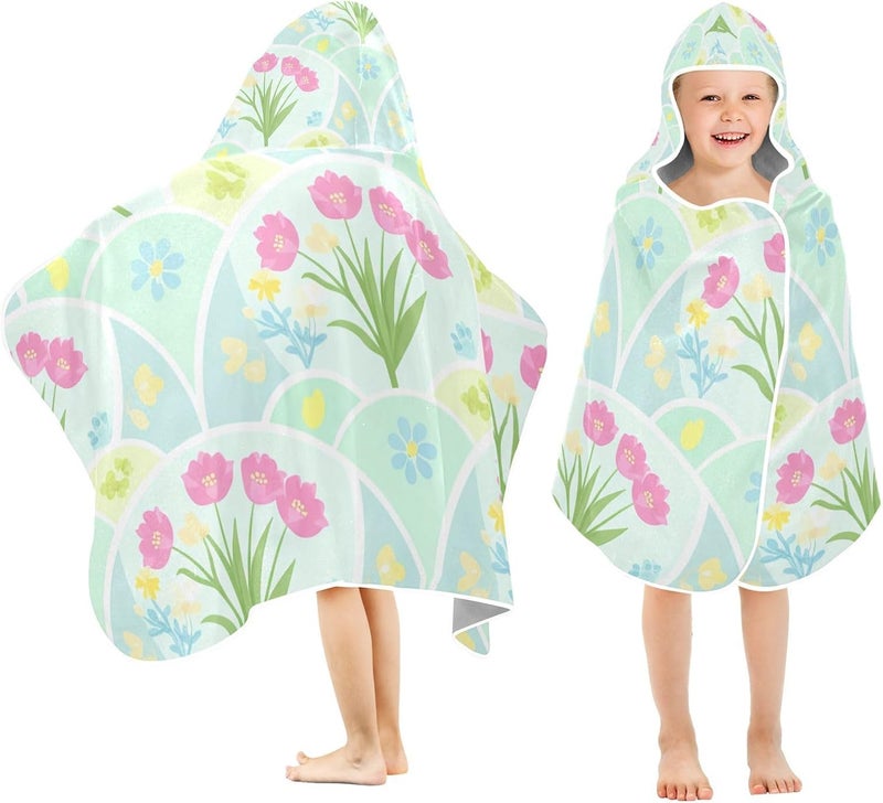 xigua Flowers Kids Hooded Bath Towel, Ultra Absorbent Beach Towel Wrap with Hood for Babies, Toddlers, Kids, Soft Kids' Shower Towels for Boys Girls Swim, 50 x 23.5 Inch - Image 2