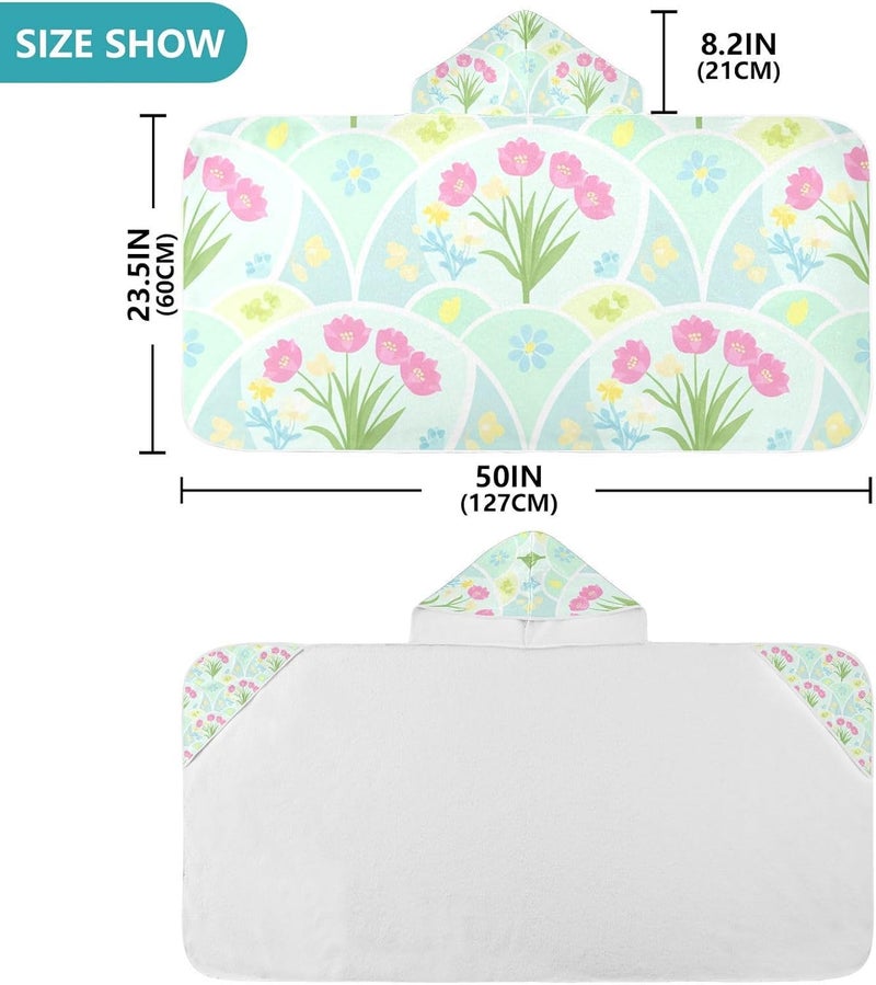 xigua Flowers Kids Hooded Bath Towel, Ultra Absorbent Beach Towel Wrap with Hood for Babies, Toddlers, Kids, Soft Kids' Shower Towels for Boys Girls Swim, 50 x 23.5 Inch - Image 3