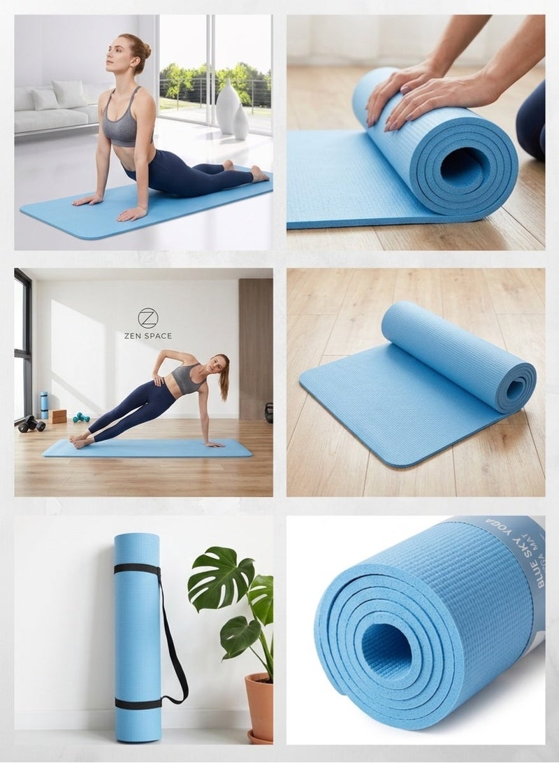 Non-slip yoga mat, suitable for high-intensity interval training, Pilates, yoga, home workouts, and gym use ( sky blue) - Image 1