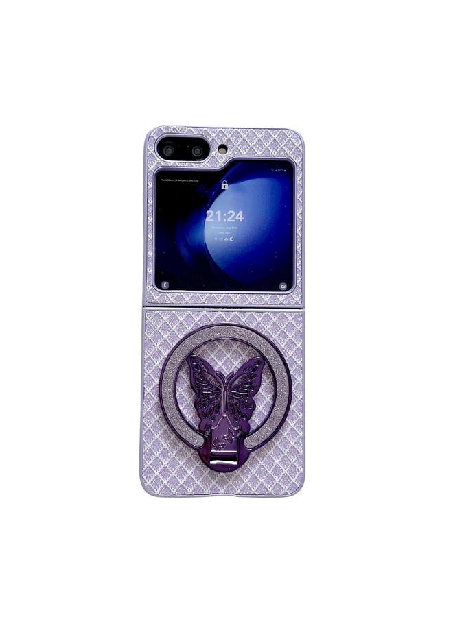 S-TOP Case For Samsung Galaxy Z Flip5 5G Sparkling Diamond Rhombus PC Phone Case with Holder - Image 1