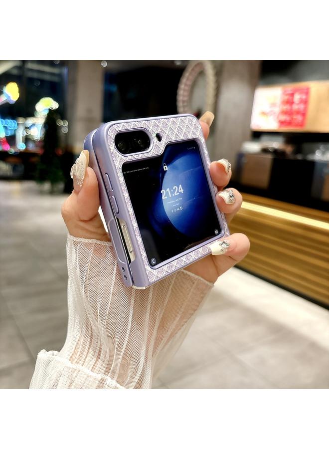 S-TOP Case For Samsung Galaxy Z Flip5 5G Sparkling Diamond Rhombus PC Phone Case with Holder - Image 3