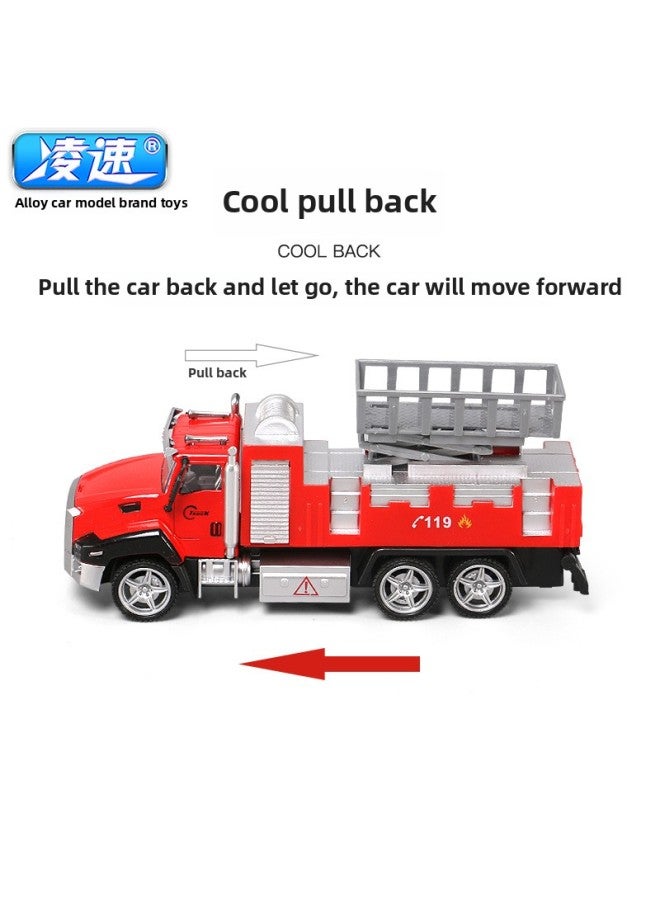 Large Children's Alloy Fire Truck With Sound And Light Toy Boy Car Model Lifting Ladder Rescue Car Sprinkler-Color:Acousto-optic Alloy Car [rescue Special Police Car]]-Specifications:21×6×8cm  - Image 3