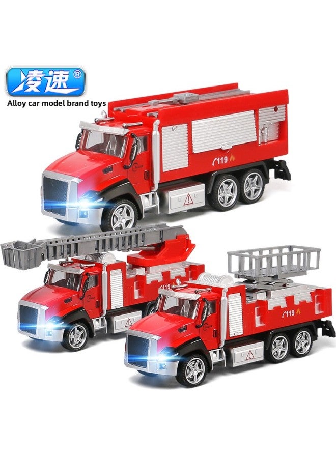 Large Children's Alloy Fire Truck With Sound And Light Toy Boy Car Model Lifting Ladder Rescue Car Sprinkler-Color:Acousto-optic Alloy Car [rescue Special Police Car]]-Specifications:21×6×8cm  - Image 2