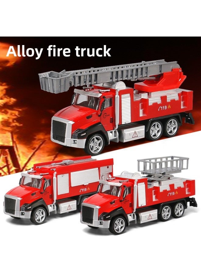 Large Children's Alloy Fire Truck With Sound And Light Toy Boy Car Model Lifting Ladder Rescue Car Sprinkler-Color:Acousto-optic Alloy Car [rescue Special Police Car]]-Specifications:21×6×8cm  - Image 5
