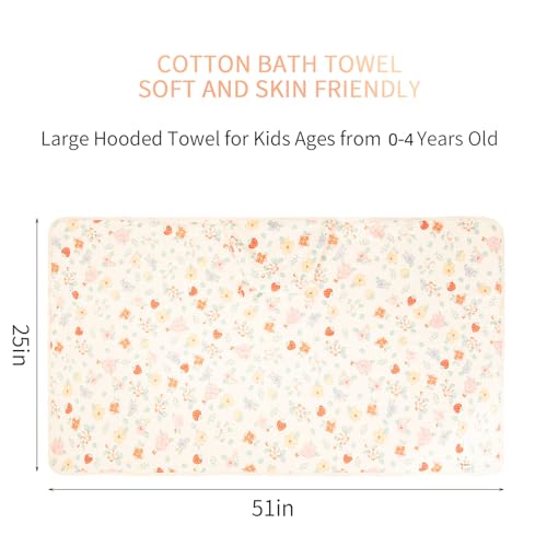 REMASS Hooded Towel Muslin Hooded Towel Made from Organic Cotton 6-Layer Cotton Bath Towel, Soft Bath Towels for Toddler Baby,Toddler Towels with Hood for Girl - Image 2